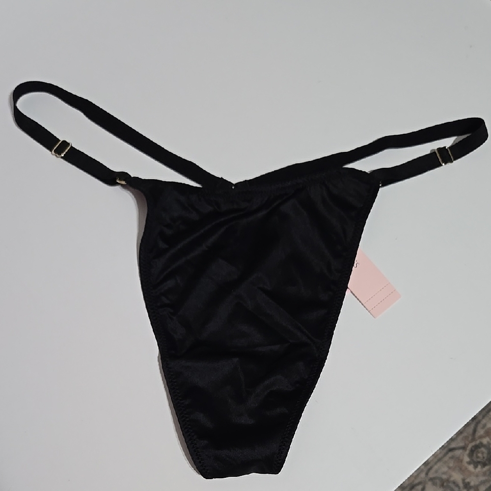 Victoria's Secrets Bkack Silk Thong NWT